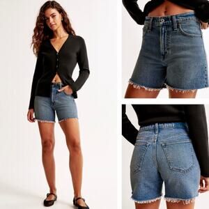 Abercrombie Curve Love The Dad Short High Rise Denim Cut-off Shorts - Size 33/16